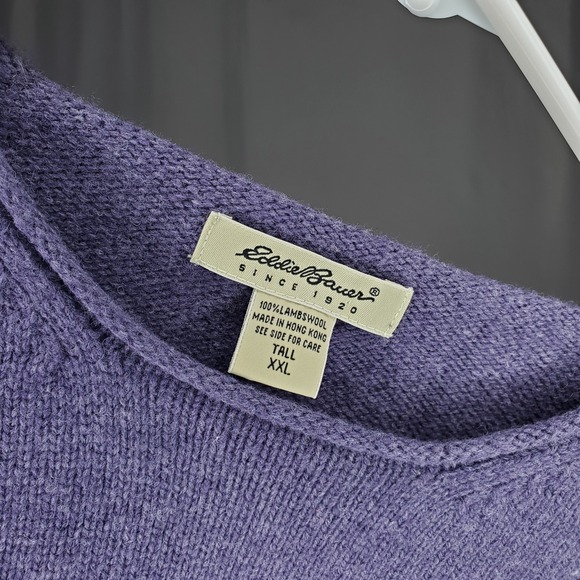 Eddie Bauer Sweater Womens Tall XXL Lambswool Fair Isle Boxy Purple Pullover - Picture 3 of 10